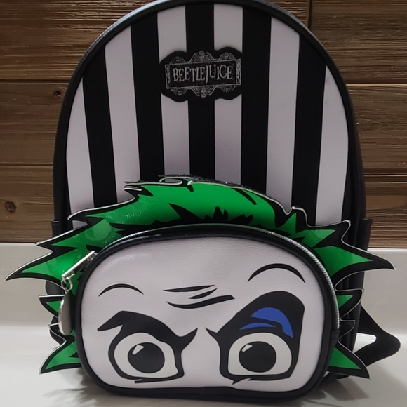 Beetlejuice It\'s Show Time  10.5  Backpack Black and White Green Accents NWT Beetlejuice It main image 3